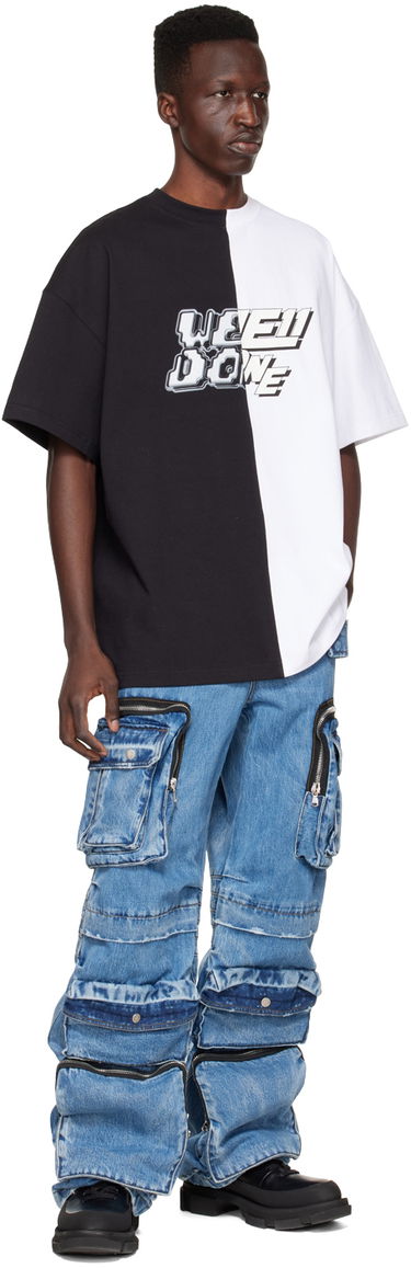 Tričko We11done Half & Half T-Shirt Biela | WD-TT1-22-558-U-BW, 3