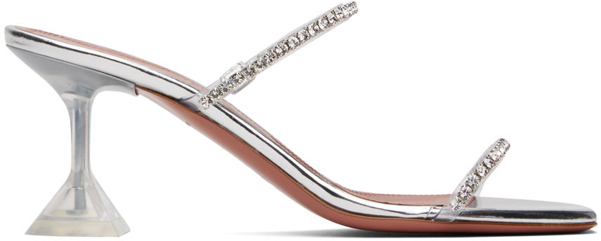 Doplnky Amina Muaddi Amina Muaddi Gilda Glass 70 Heeled Sandals Metalická | GILDA GLASS SLIPPER 70 CL PVC, 0