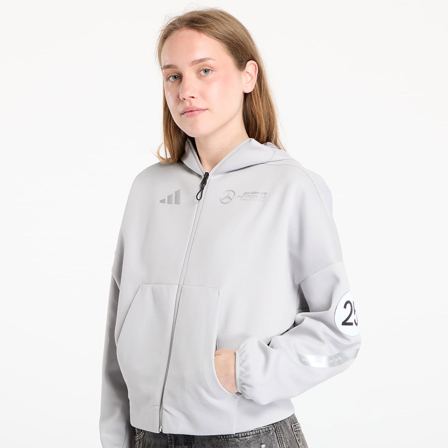 Mikina adidas Performance Mercedes Hoodie Šedá | JW3474, 1
