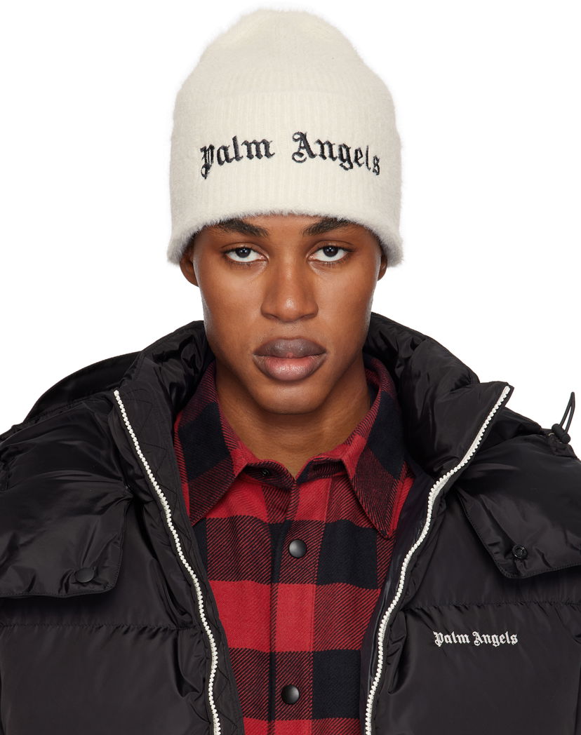 Kulicha Palm Angels Classic Logo Beanie Biela | PMLC030F24KNI0040310