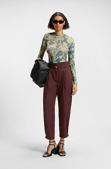 Tričko BOSS Floral Print Stretch-Mesh Top Rôznofarebný | 50542422, 1