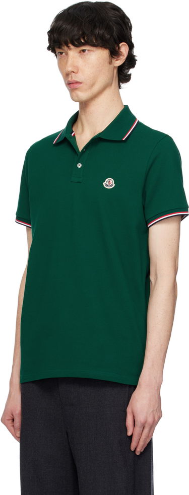 Polo tričko Moncler Moncler Cotton Piquet Polo Shirt with Tricolor Trim Zelené | K10918A7030084556, 3