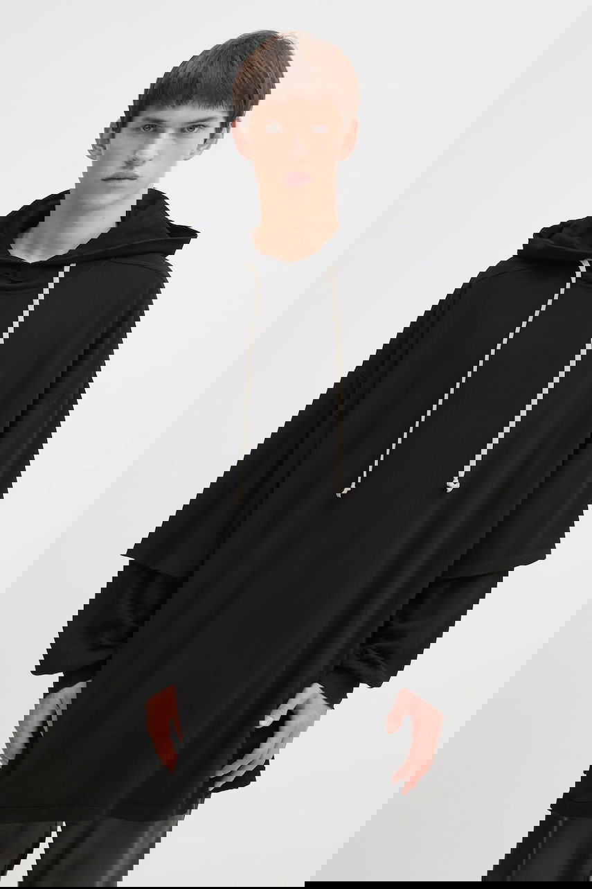 Mikina Rick Owens Rick Owens DRKSHDW Tommy Hustler Oversized Layered Sleeve Hoodie Čierna | DU02E7271.JDB, 0