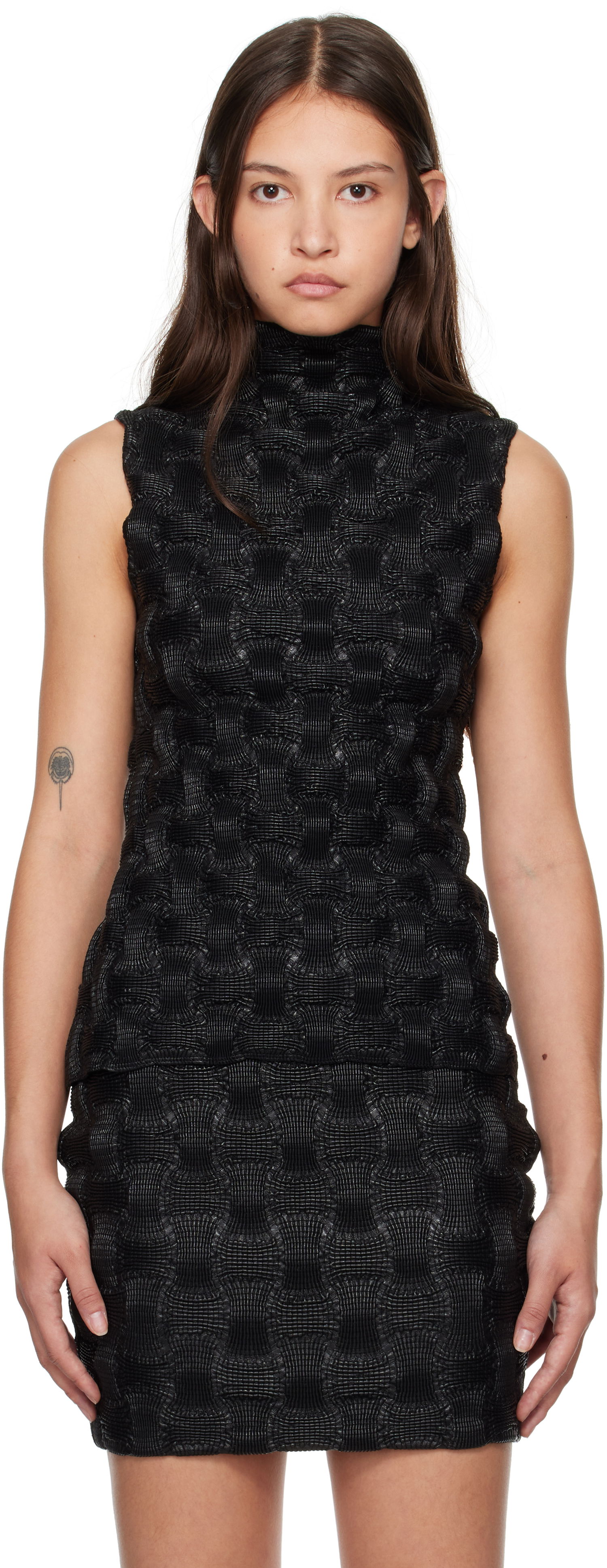 Šaty Nanushka Harriet Vegan Leather Mock Neck Top Čierna | NW24FWTP32400, 0