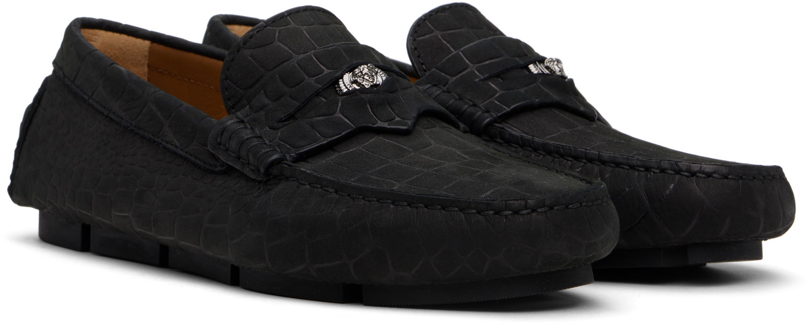 Embossed Leather Driver Loafers