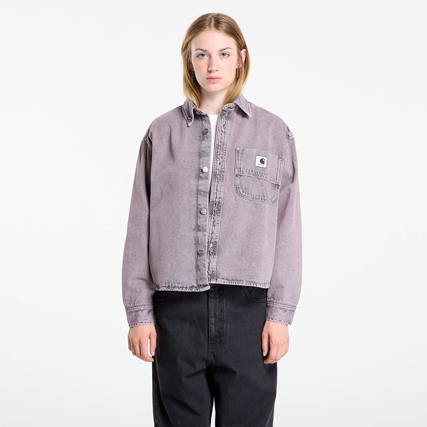 Košeľa Carhartt WIP Georgia Cropped Garment Dyed Shirt Jac Fialová | I035823.2W6GD, 0