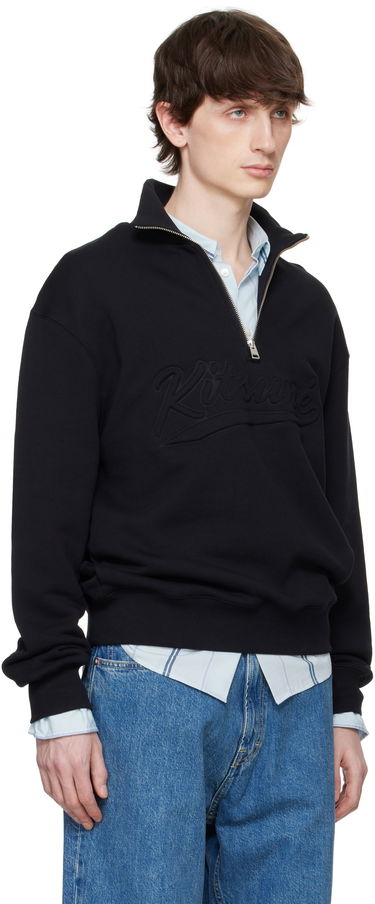 Mikina MAISON KITSUNÉ Maison Kitsuné Varsity Half Zip Sweater Čierna | OM00302KM0321, 1