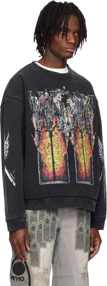 Sveter Who Decides War Who Decides War Ember Chapel Graphic Crewneck Sweatshirt Čierna | 1110170002SS25, 1