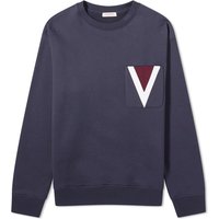 Sveter Valentino Men's Large V Logo Crew Sweat Navy Navy | 4V3MF26W9Y1-598, 1