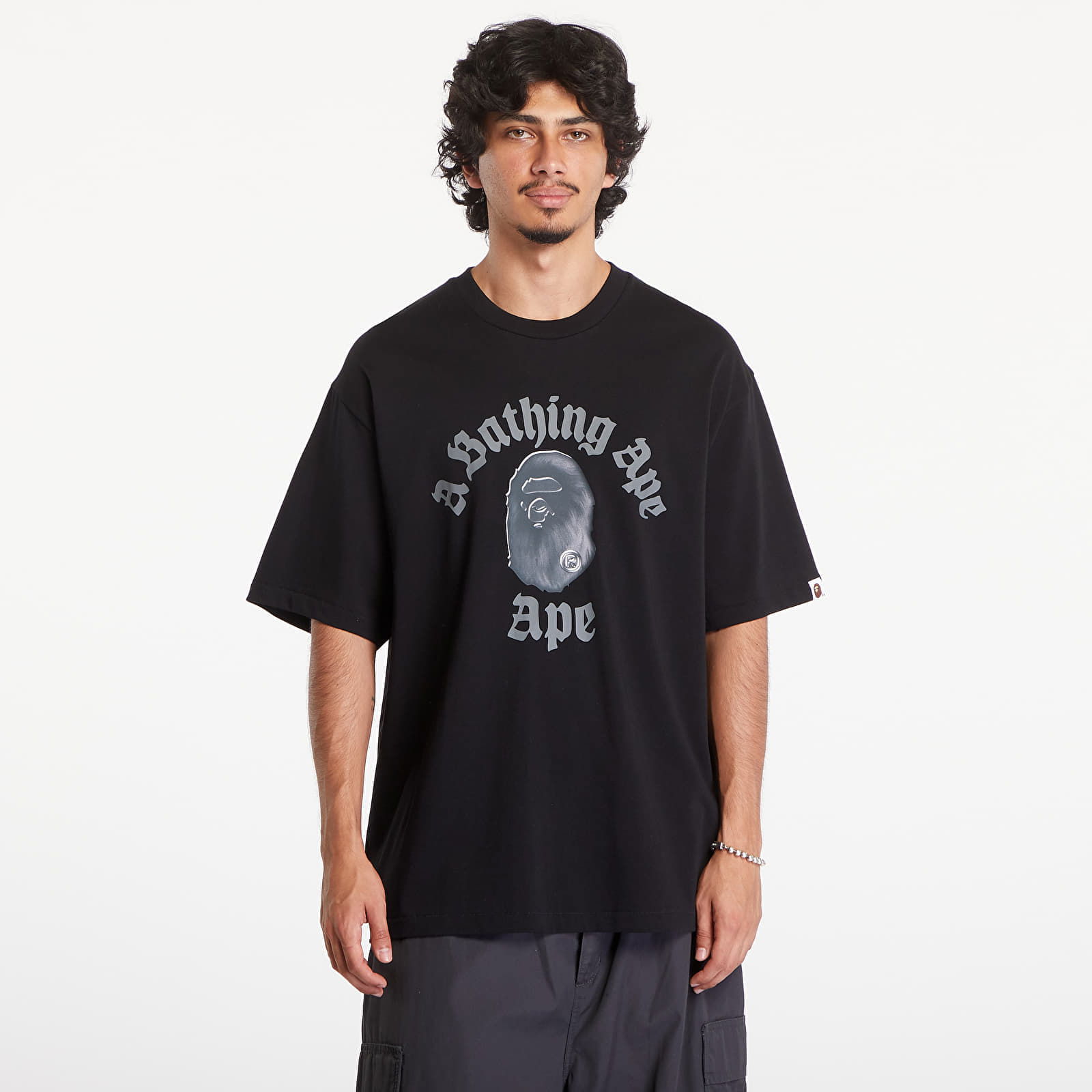 A BATHING APE Gothic College Relaxed Fit Short Sleeve Tee Black