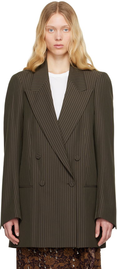 Bunda Dries Van Noten Dries Van Noten Pinstriped Double-Breasted Blazer Hnedá | 251-010409-1065, 0