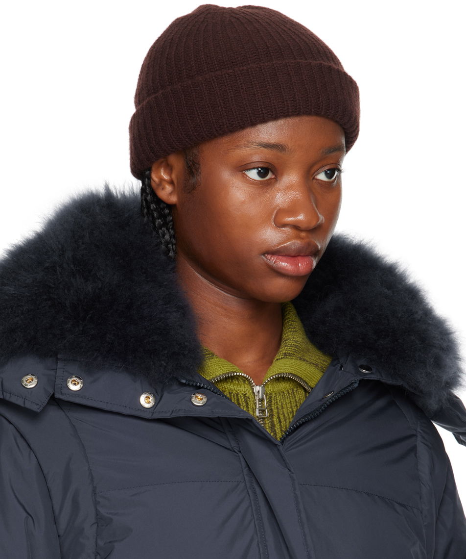 Kulicha Yves Salomon Ribbed Beanie Hnedá | 24W23WAA500XXMACL, 1