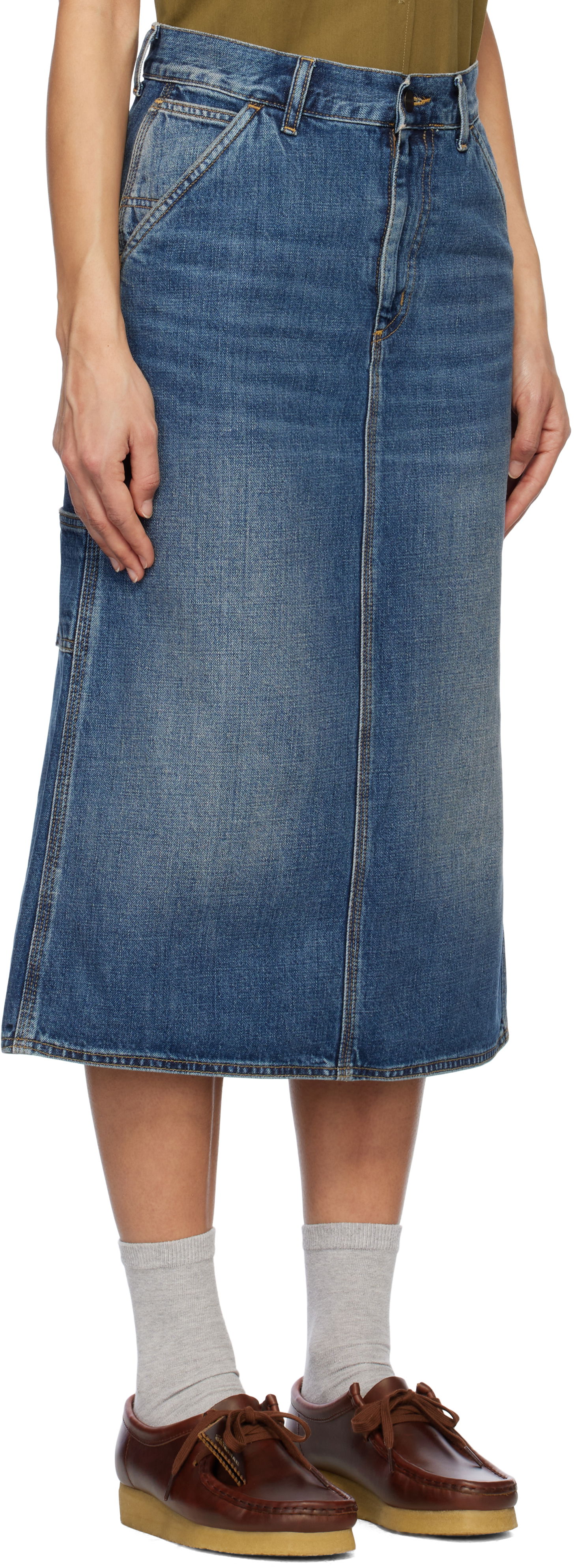 Sukňa Carhartt WIP Single Knee Denim Midi Skirt Modrá | I034224 014L, 1