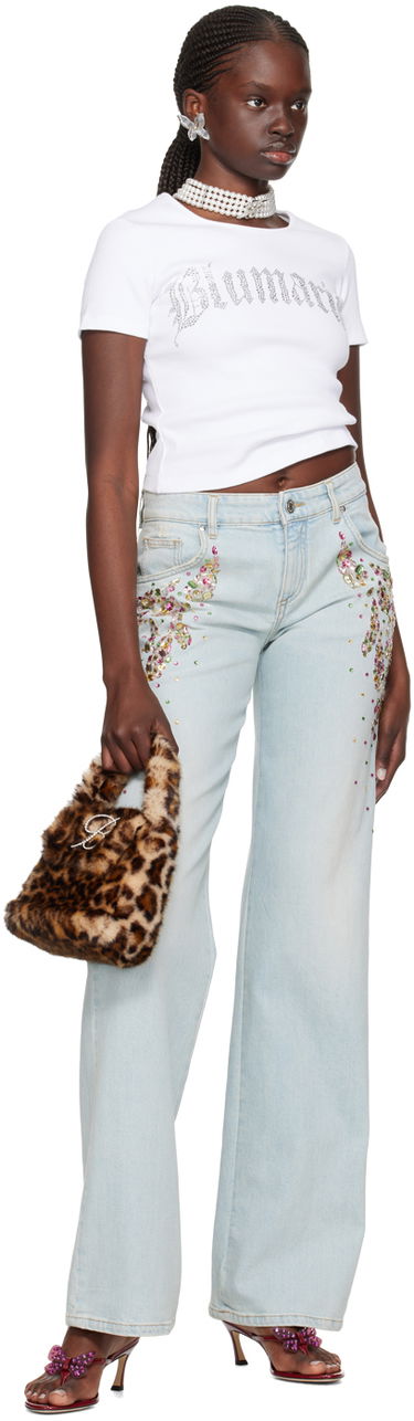 Tričko Blumarine Crystal-Cut T-Shirt Biela | P422T048A, 3