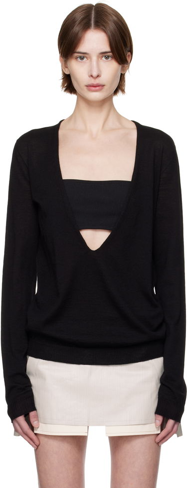Sveter Rick Owens Rick Owens Hollywood Xtreme V-Neck Pullover Čierna | RP01E7668 M, 0