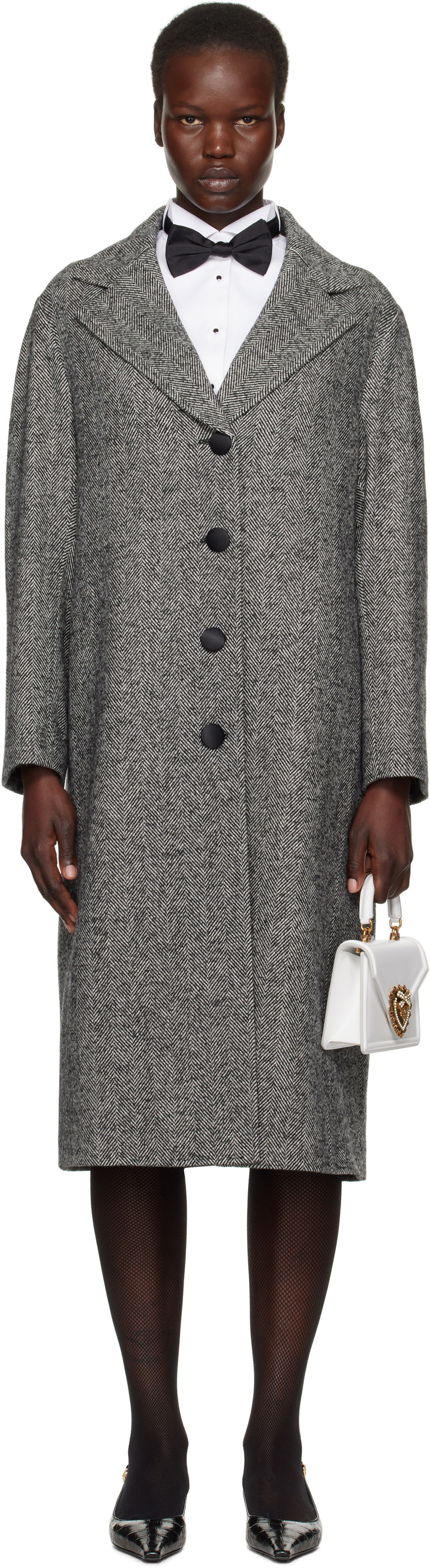 Kabáty Dolce & Gabbana Mixed Wool Long Coat Šedá | F0F1NT FCMC3, 0