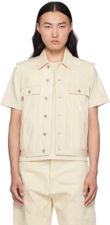 Vesta Rick Owens Rick Owens DRKSHDW Hollywood SL Trucker Denim Vest Biela | DL01E6798 HNJP, 0