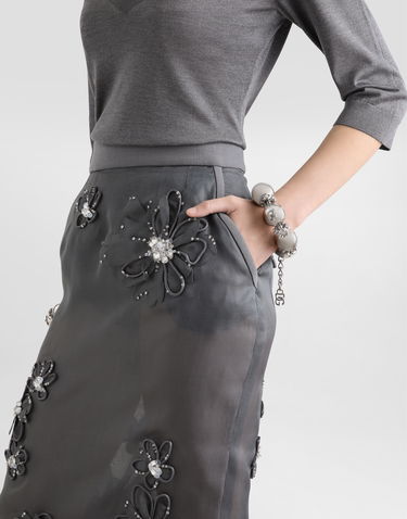 Sukňa Dolce & Gabbana Dolce & Gabbana Organza Midi Skirt with Floral Embroidery Šedá | F4C1BZGDCTCS8400, 3