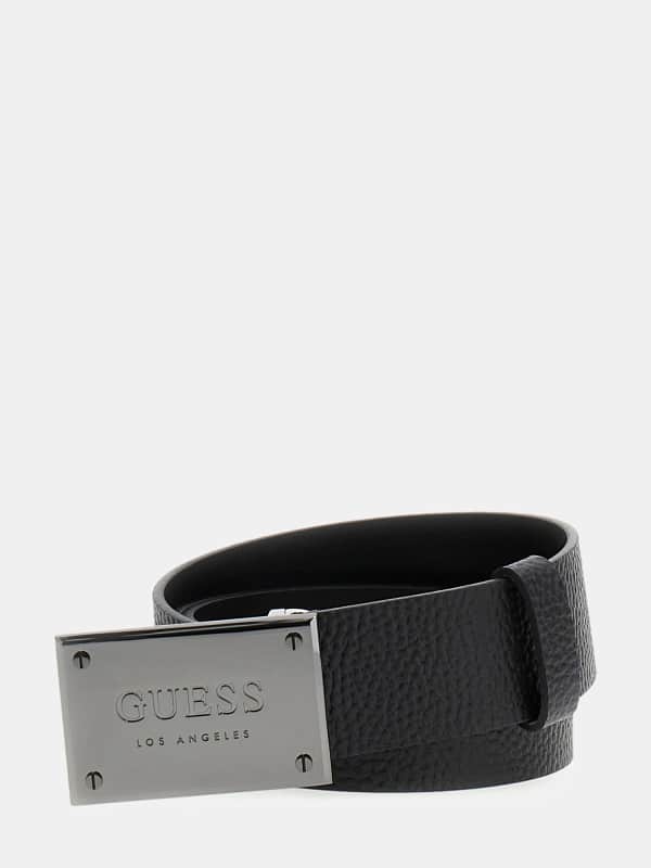 Opasok GUESS Men's Black Leather Belt With Buckle Čierna | BMGRTUP5140, 0