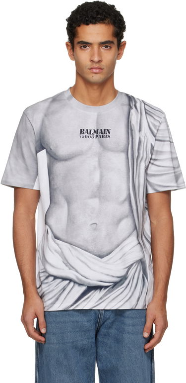 Tričko Balmain Statue Print T-shirt Šedá | FH1EG000GF07, 0