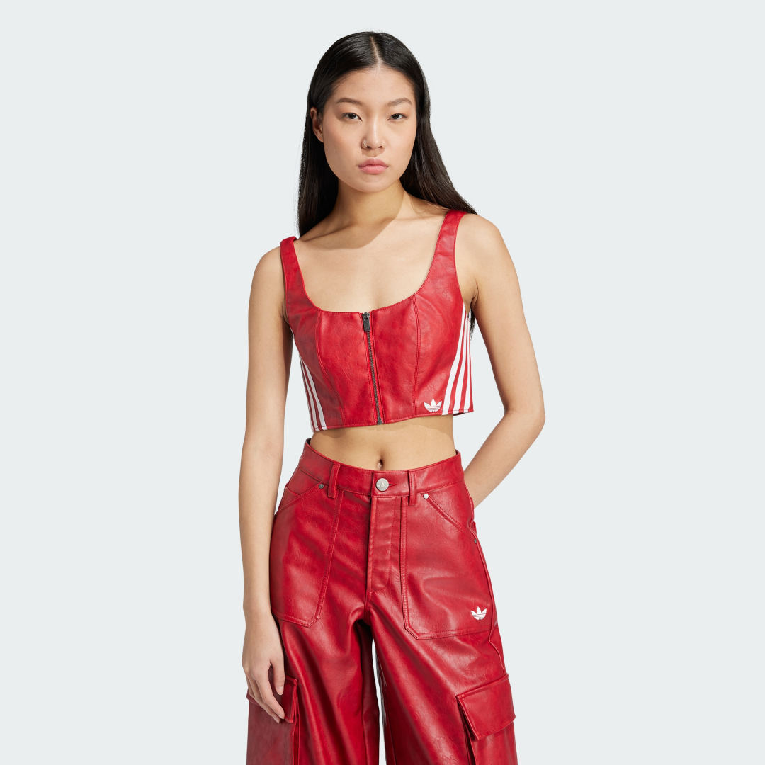 Crop Top adidas Performance Adilenium Season 3 Faux Leather Crop Top Červená | JY6310, 0