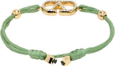 Náramok Valentino Valentino Garavani VLogo Crystal-Embellished Cord Bracelet Zelené | 6W2J0X85RLV, 1