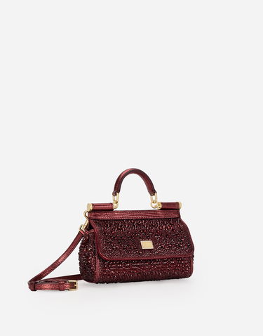 Kabelka Dolce & Gabbana Dolce & Gabbana Small Sicily Crystal Embellished Handbag Vínová | BB7116A56458Q132, 2