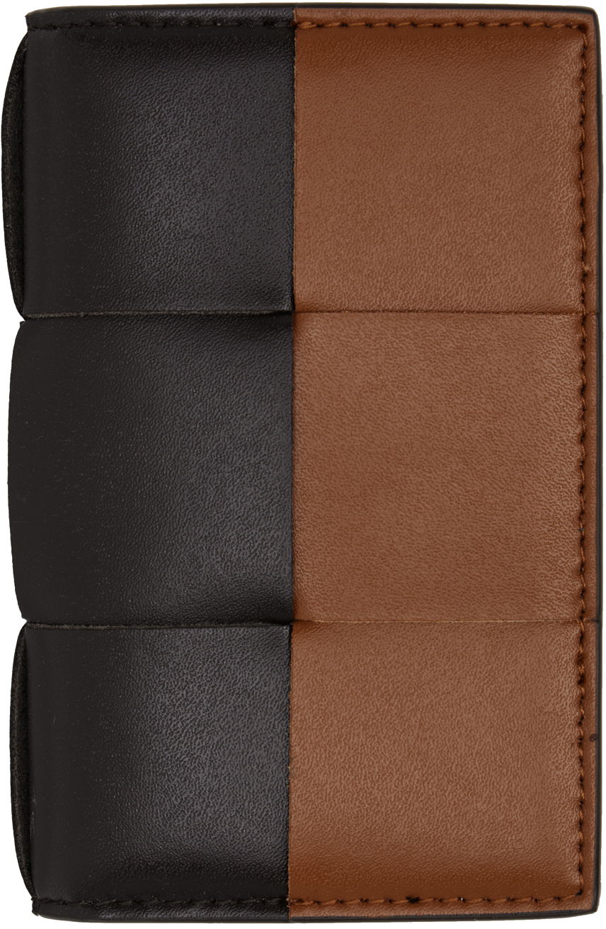 Peňaženka Bottega Veneta Brown & Tan Cassette Flap Card Case Wallet Čierna | 748053V4HD3, 0