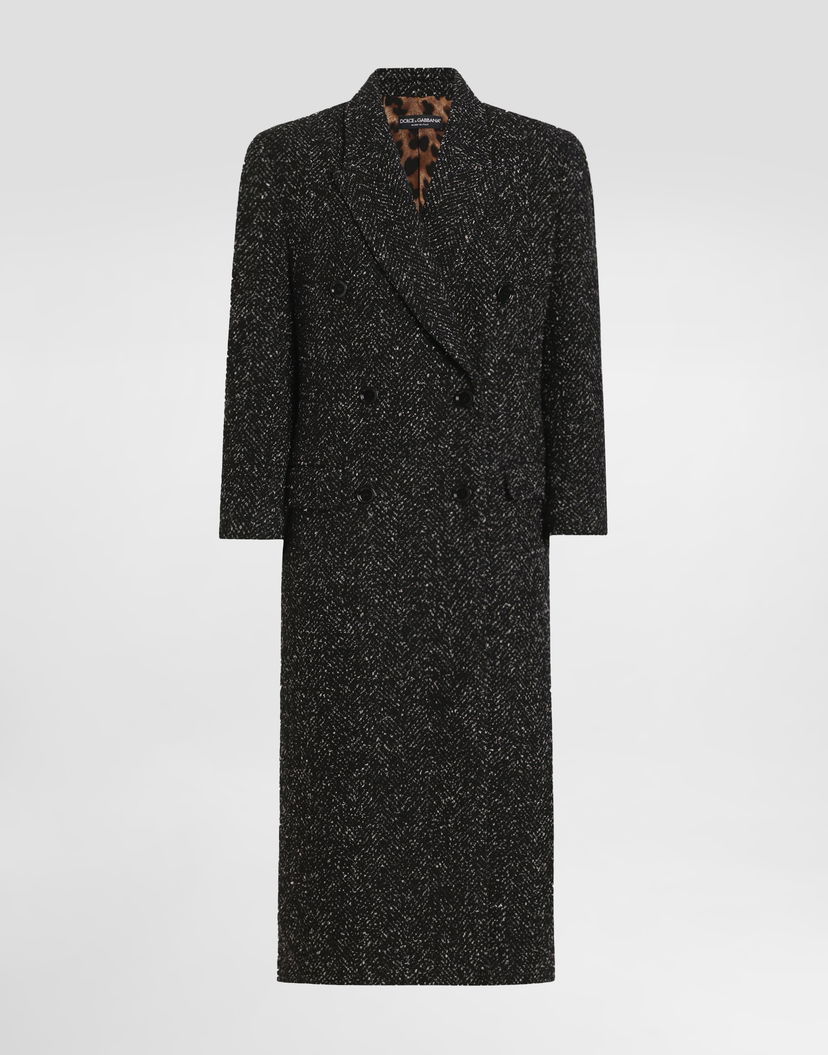 Kabáty Dolce & Gabbana Dolce & Gabbana Oversized Double-breasted Wool Blend Chevron Coat Čierna | F0GHHTFCZADS8031