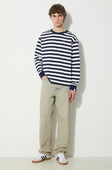 Tričko Human Made Human Made Striped Long Sleeve T-Shirt Biela | HM27CS018, 1