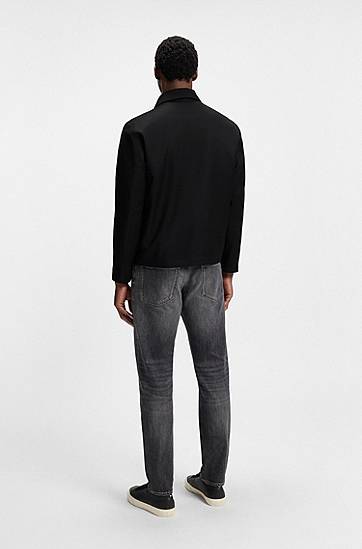 Bunda BOSS Slim-Fit Virgin-Wool Serge Jacket Čierna | 50545898, 1