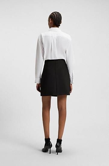 Sukňa BOSS Wrap-front Skirt with Knot Button Čierna | 50547624, 1
