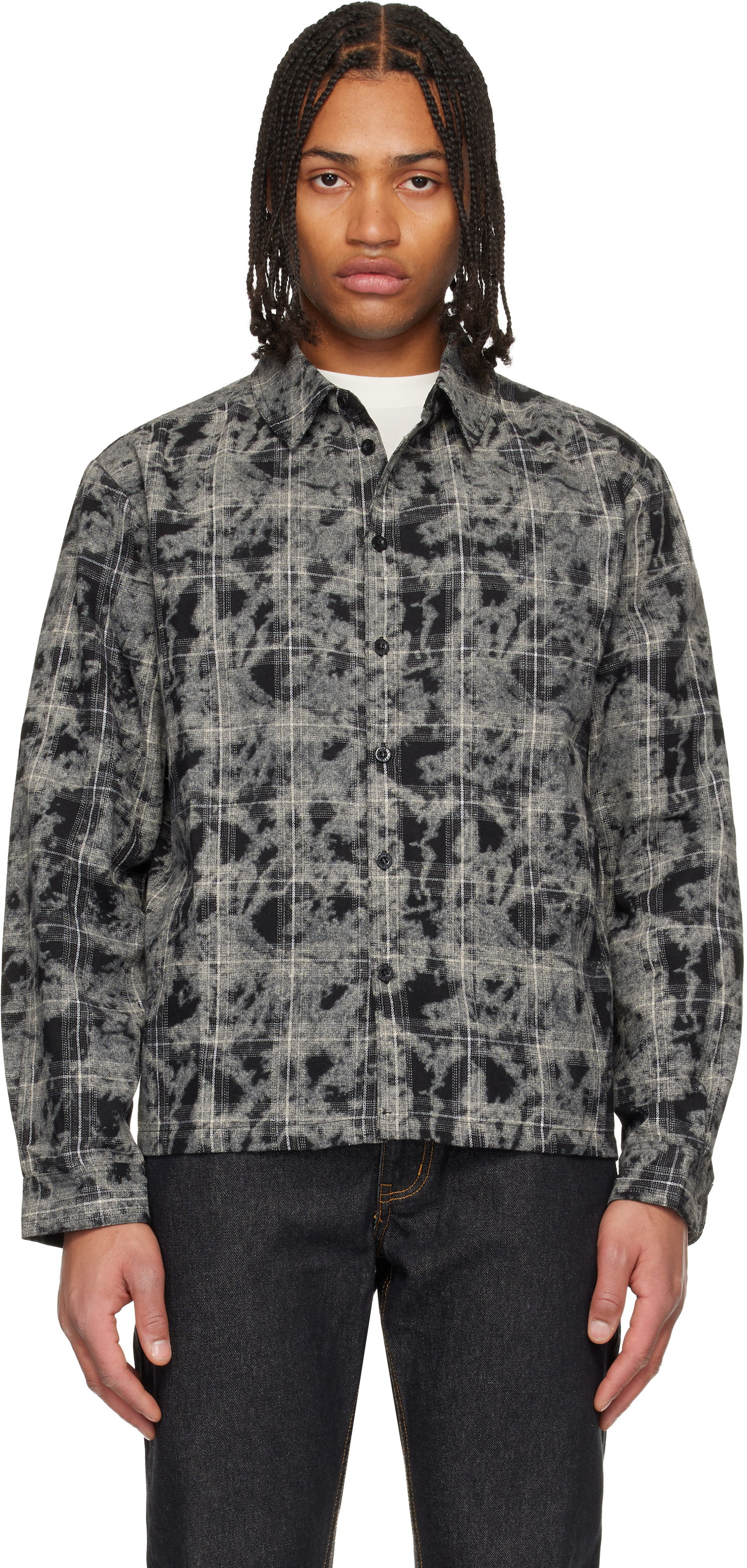 Košeľa Dime Washed Plaid Flannel Shirt Šedá | DIMEHO2511BLK, 0