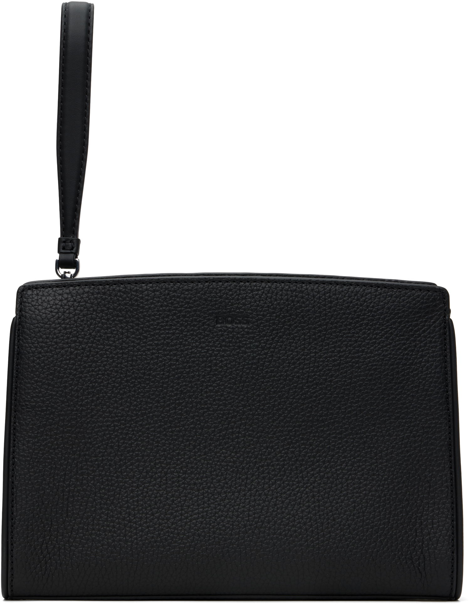 Peňaženka BOSS BOSS Pebble-Grained Leather Wristlet Pouch Čierna | 50548170, 0