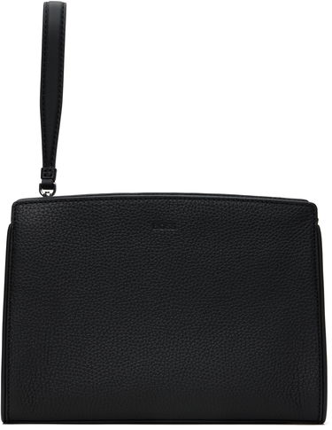 Peňaženka BOSS BOSS Pebble-Grained Leather Wristlet Pouch Čierna | 50548170, 0