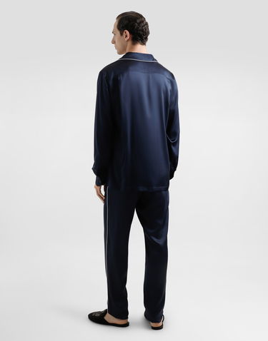 Košeľa Dolce & Gabbana Silk Shirt with Logo Embroidery Modrá | G5IF1ZFU1AUB0665, 2