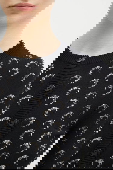 Sveter Marine Serre Moon Strass Knit Fitted Cardigan Čierna | WTK011A.RKNI0001, 3