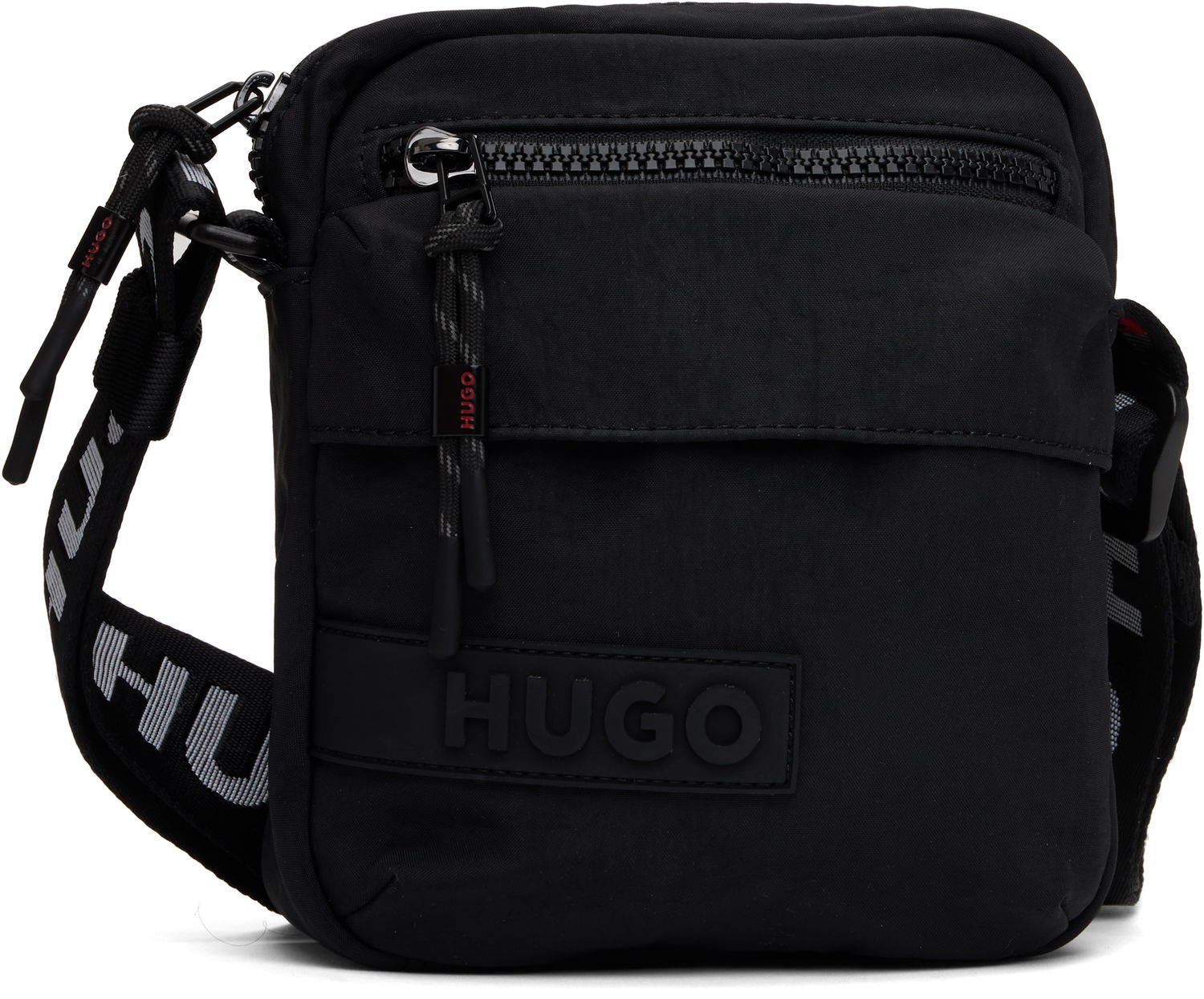 Taška cez rameno BOSS HUGO Recycled Nylon Canvas Messenger Bag Čierna | 50541949, 0