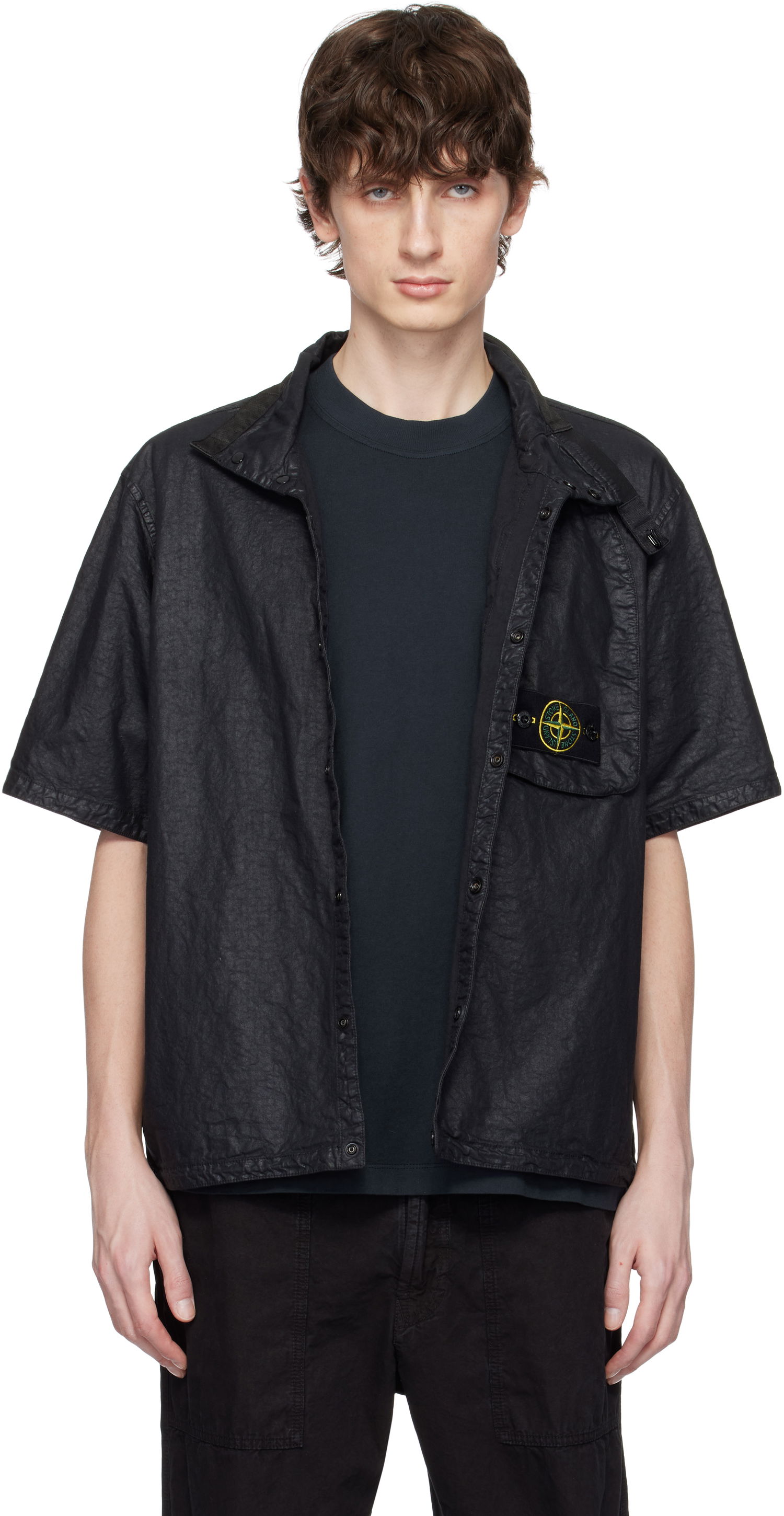 Košeľa Stone Island Stone Island Organic Look Nylon Panama-TC Shirt Čierna | K1S15 1200028 S0069, 0