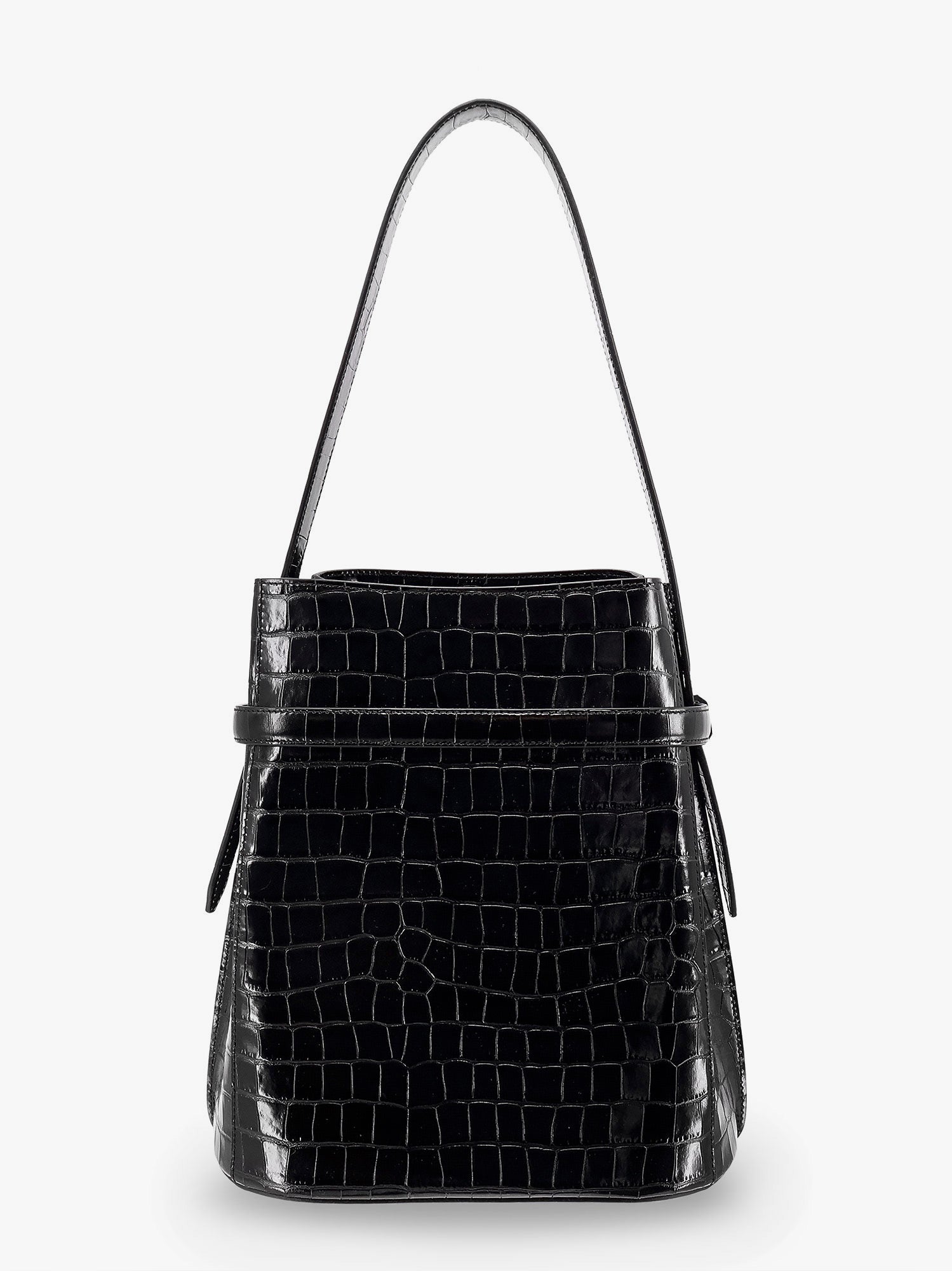 Taška cez rameno TOTEME Belted Croc-Effect Leather Shoulder Bag Čierna | 244WAL0048LE0076001, 1