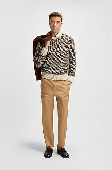 Sveter BOSS Textured Knit Sweater Béžová | 50543159, 1