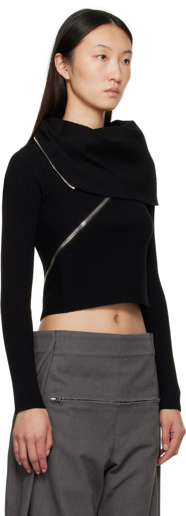 Crop Top Jean Paul Gaultier Jean Paul Gaultier Zipped Turtleneck Top Čierna | 25/03-W-PO009-K000-00, 1