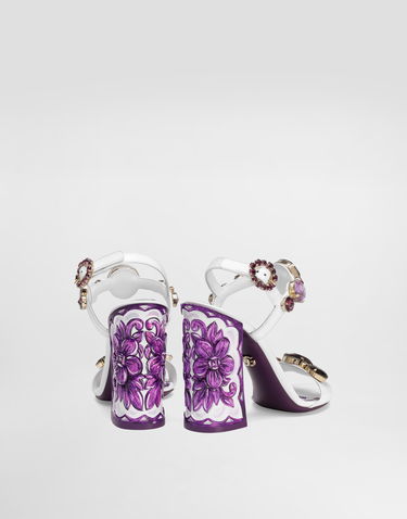 Doplnky Dolce & Gabbana Dolce & Gabbana Patent Leather Jeweled Embroidered Heeled Sandals Biela | CR1354AT848I03TN, 3