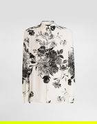 Flower Bouquet-print Gold Jacquard Shirt