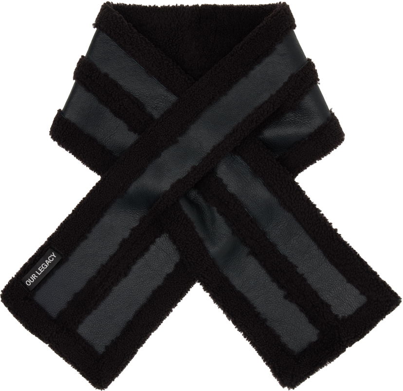 Šál OUR LEGACY Our Legacy Blizzard Faux Leather and Shearling Scarf Čierna | A4258BDA