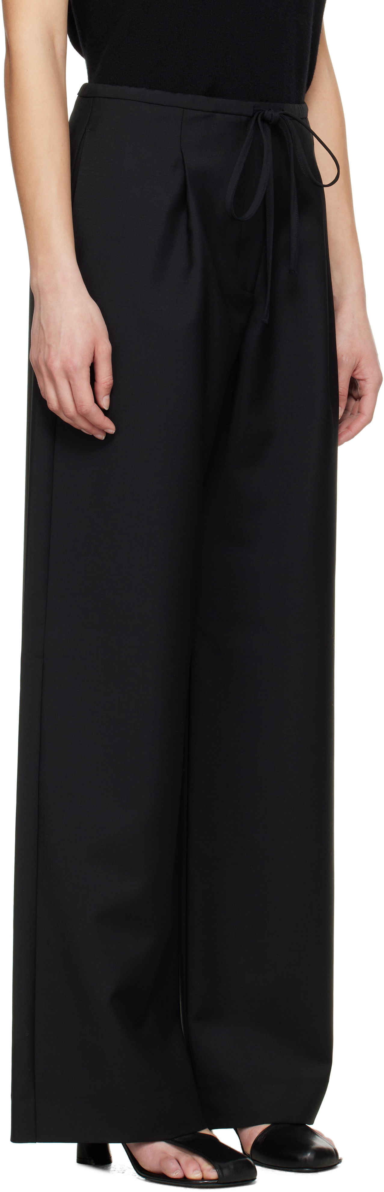 Nohavice Róhe Róhe Relaxed Drawstring Trousers Čierna | 415-30-007, 1