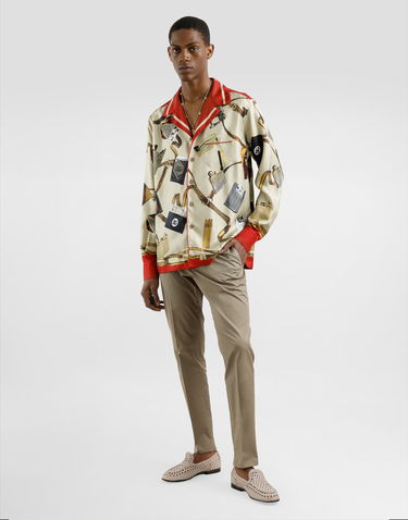 Košeľa Dolce & Gabbana Dolce & Gabbana Men's Silk Shirt with Lighter and Belt Print Rôznofarebný | G5IF1THI1VNHH5HX, 1