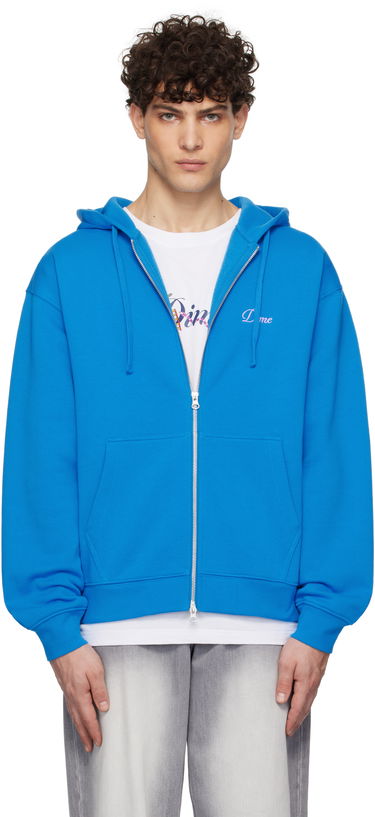 Mikina Dime Cursive Logo Zip Hoodie Modrá | DIMEHO2453COB, 0