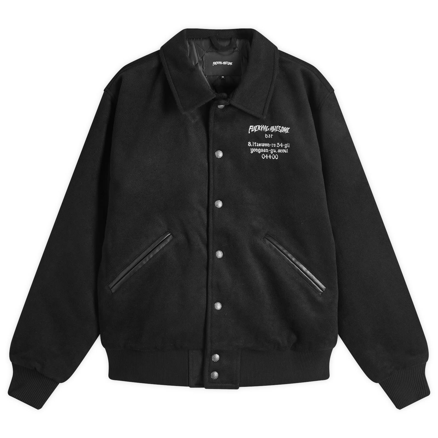 Bunda Fucking Awesome Korea Bar Varsity Jacket Čierna | FA1982-BLK, 0