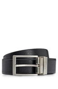 Reversible belt in grained Italian leather with logo keeper